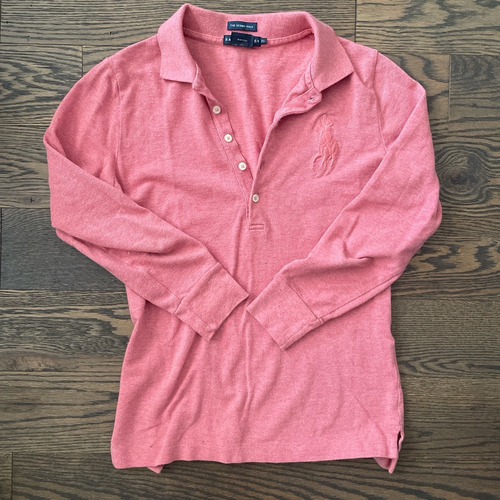 Y2K Ralph Lauren Women's Pink Button Down Shirt